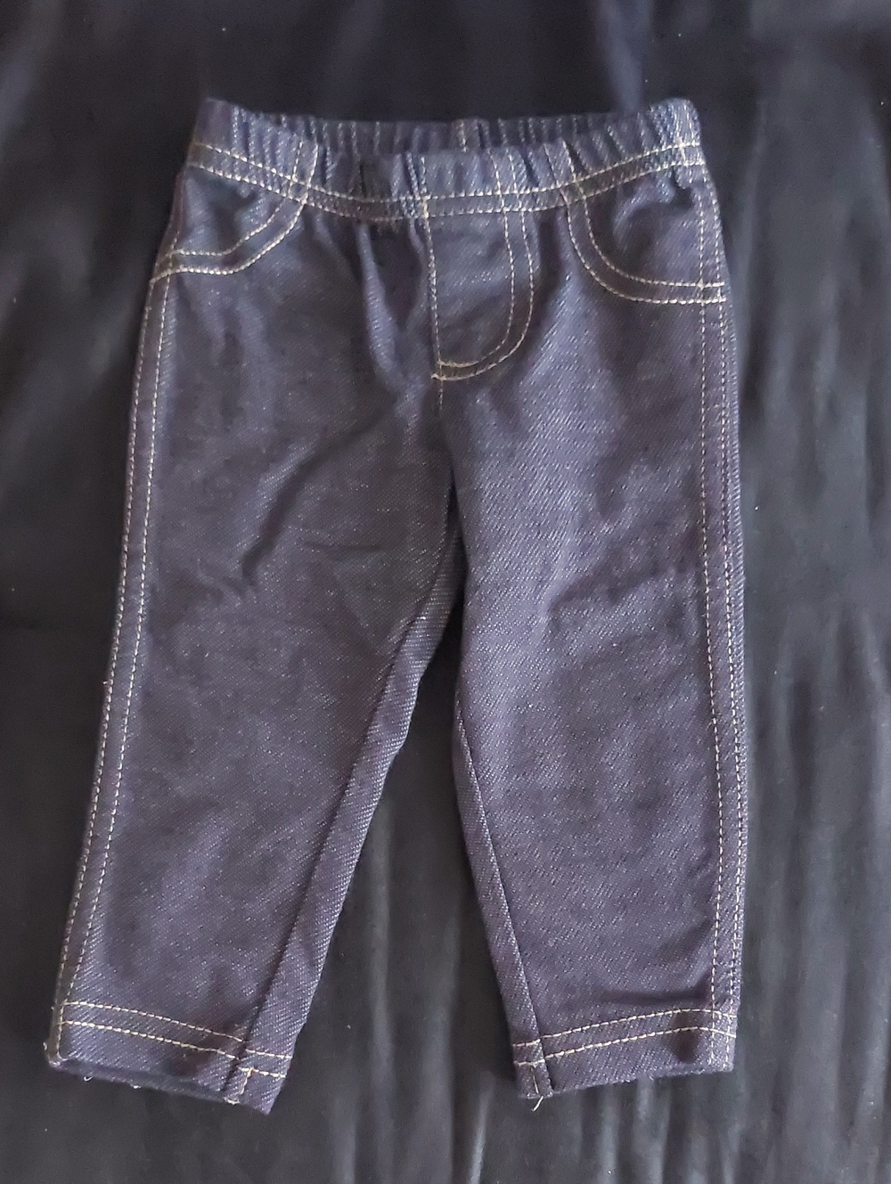 Carter's Navy Faux-Denim Pull-On Jeggings with White Topstitch